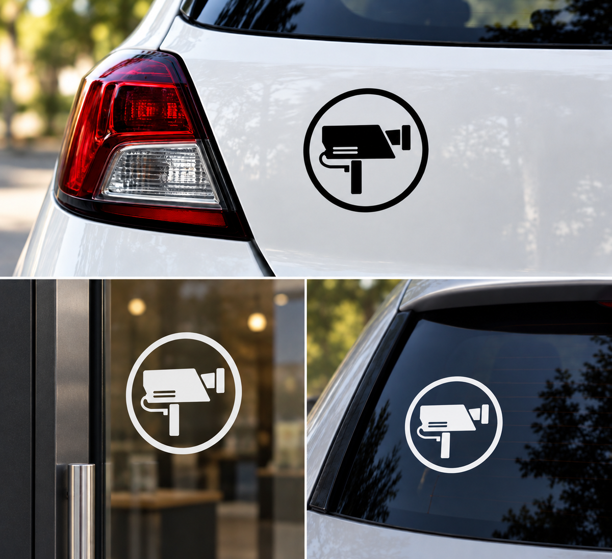 Set 2 Stickere Cameră de Supraveghere Video CCTV – Semn Monitorizare Securitate