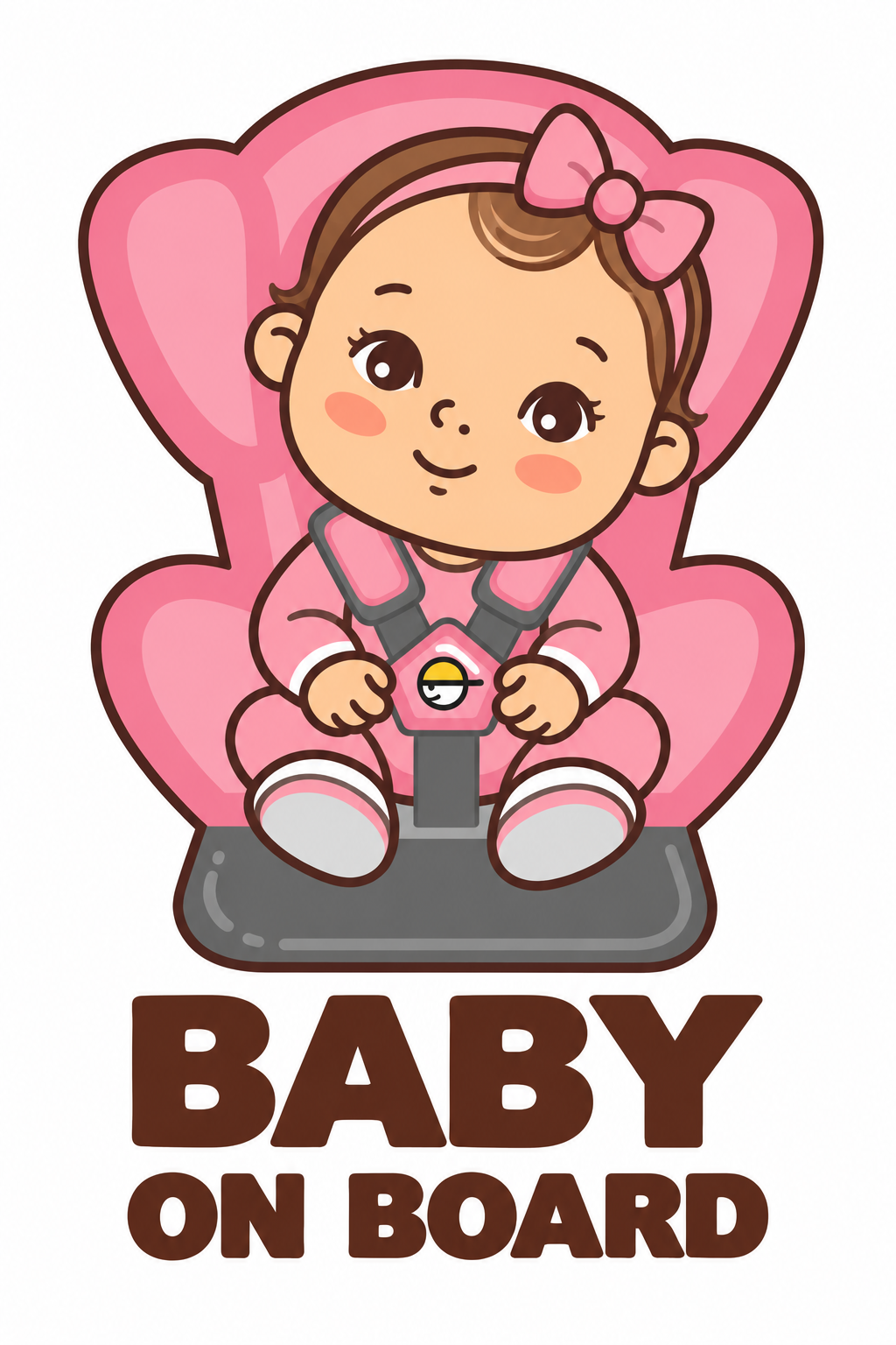 Sticker Baby on Board – Fetiță în Scaun Auto, Roz