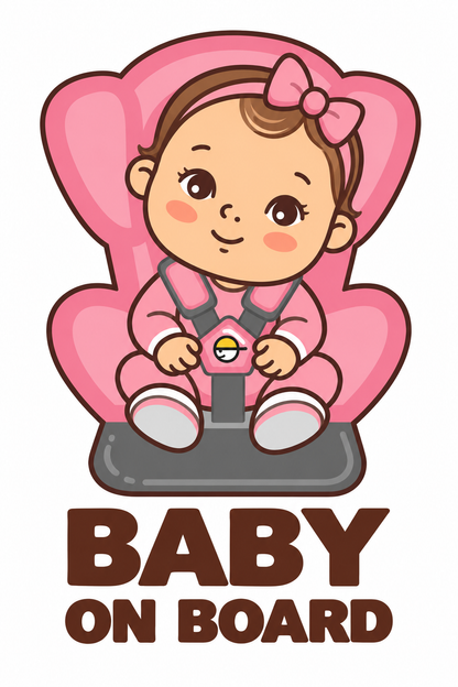 Sticker Baby on Board – Fetiță în Scaun Auto, Roz