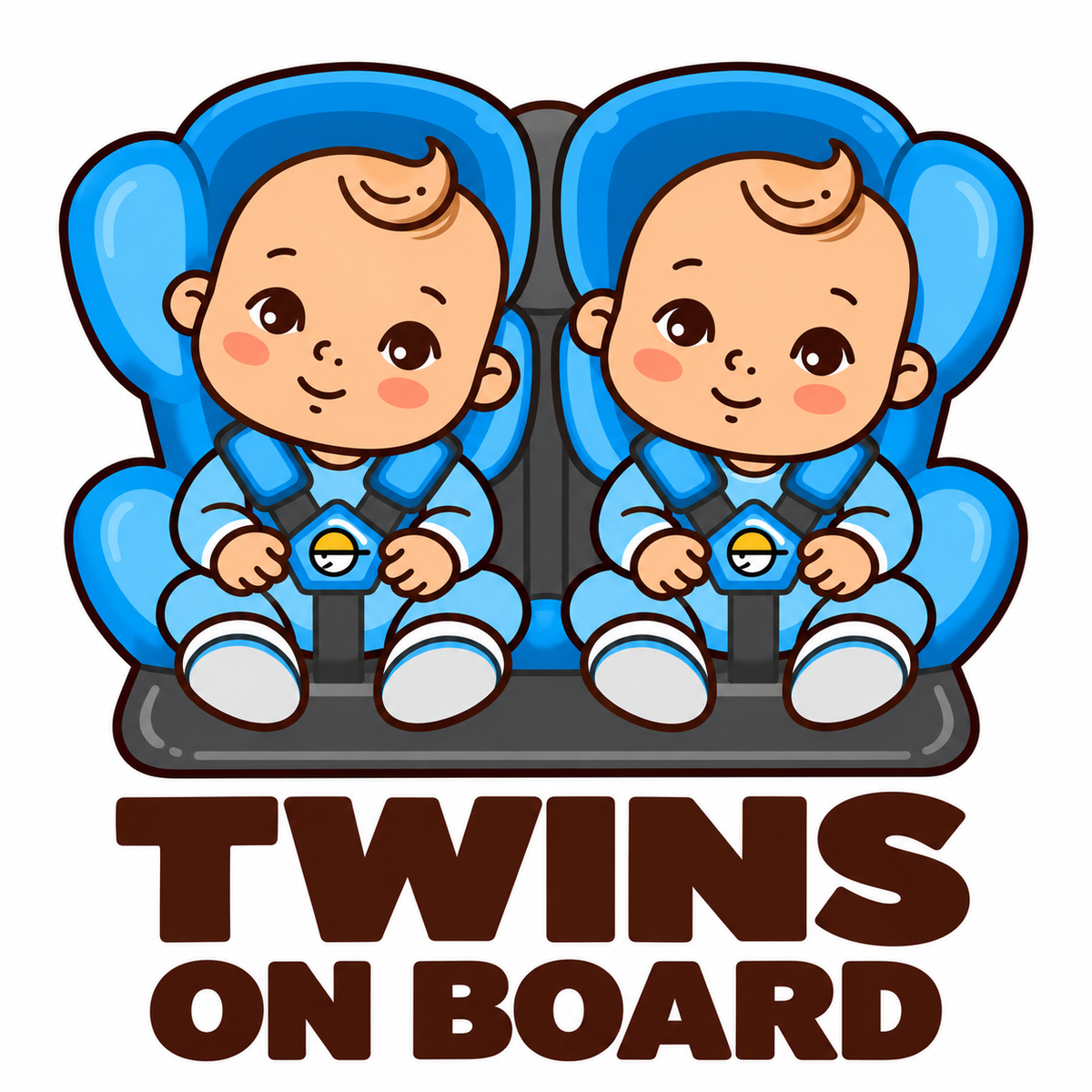 Sticker Twins on Board – Băieți în Scaune Auto