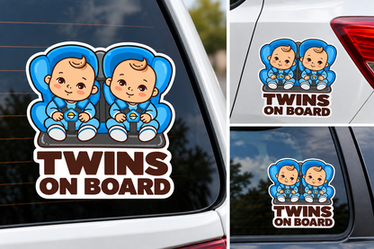 Sticker Twins on Board – Băieți în Scaune Auto