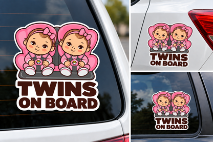 Sticker Twins on Board – Fetițe în Scaune Auto