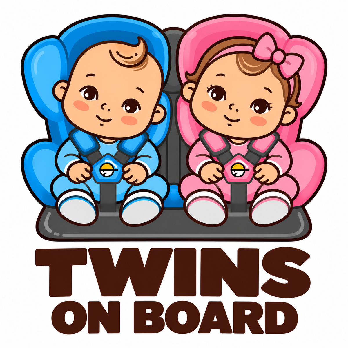 Sticker Twins on Board – Băiat și Fetiță în Scaune Auto