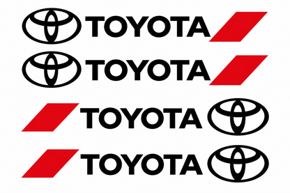 Set 4 Stickere Mânere Toyota – Logo + Accent Roșu Racing 12.5x2cm