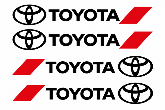 Set 4 Stickere Mânere Toyota – Logo + Accent Roșu Racing 12.5x2cm