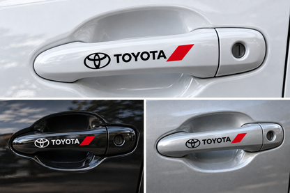 Set 4 Stickere Mânere Toyota – Logo + Accent Roșu Racing 12.5x2cm