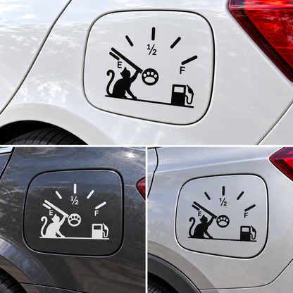 Sticker auto Pisică cu indicator de combustibil – pentru capacul rezervorului, 15cm