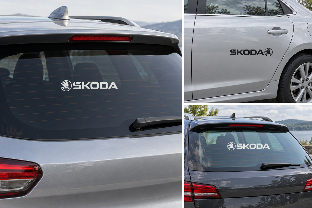Set 2 stickere SKODA cu siglă și logo