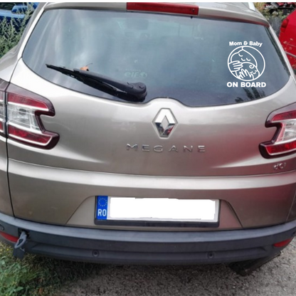 Sticker auto rezistent, mom and baby on board