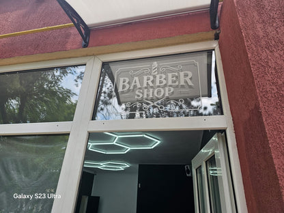 Sticker decorativ pentru vitrina salon frizerie, coafor, barber shop