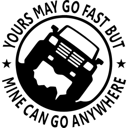 Sticker auto "Mine can go anywhere off road"