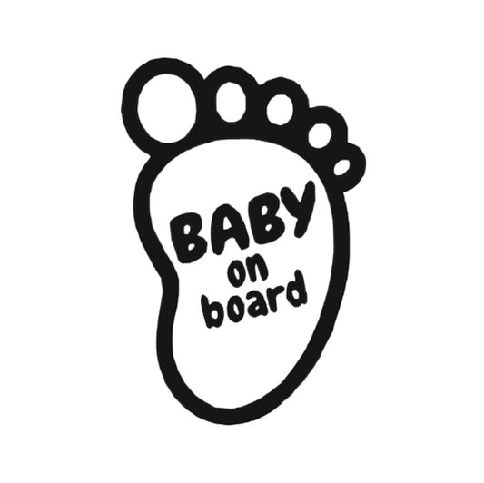 Sticker decorativ, rezistent la apa si soare, baby on board, model piciorus de bebe