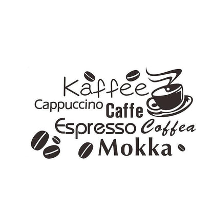 Autocolant de perete, Coffee cu ceasca si boabe de cafea