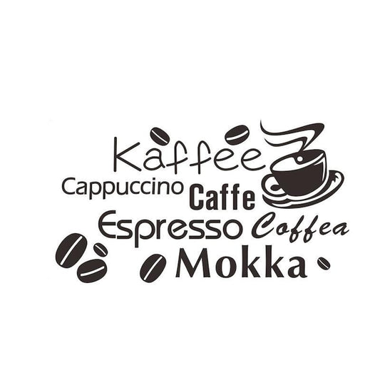 Autocolant de perete, Coffee cu ceasca si boabe de cafea