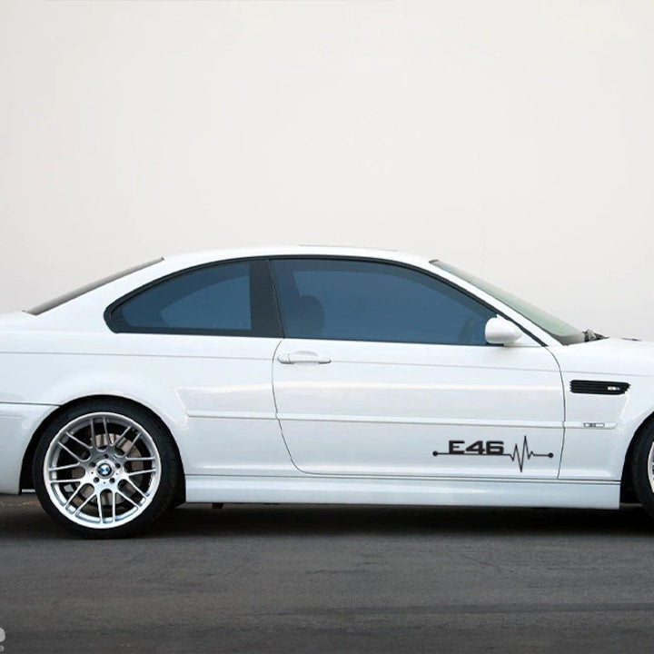 Set 2 stickere auto pentru BMW E46, I love E46