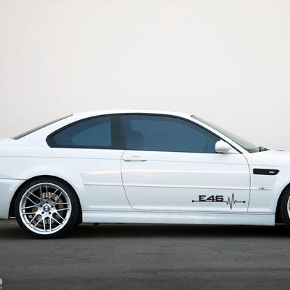 Set 2 stickere auto pentru BMW E46, I love E46