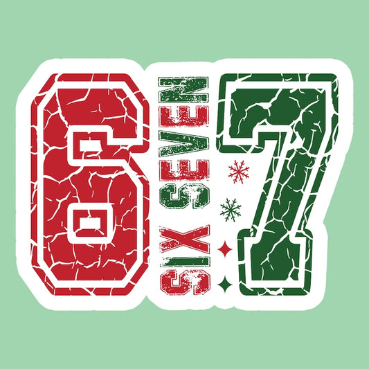 Sticker SIX SEVEN 67 Texturat Rosu Verde