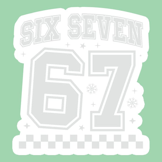Sticker SIX SEVEN 67 Alb Minimal