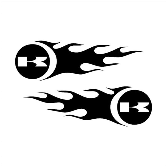 Set 2 stickere, Kawasaki Logo Flames, rezistente la soare si UV