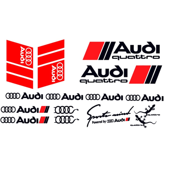 Set 15 stickere Audi Quattro