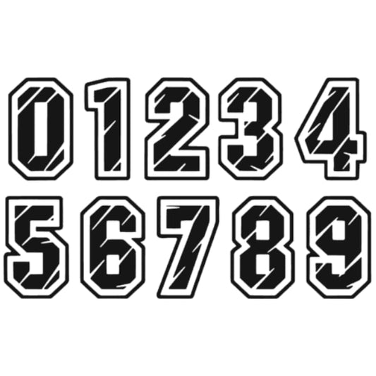 Set 10 Stickere 0-9, Numbers ATV Moto si auto, rezistente la apa si soare