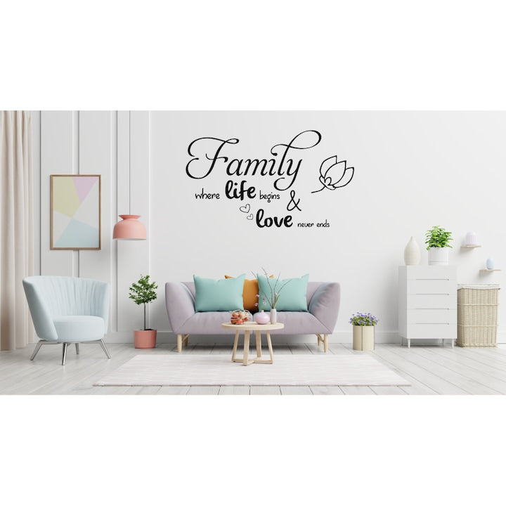 Sticker decorativ pentru perete, Family where life begins