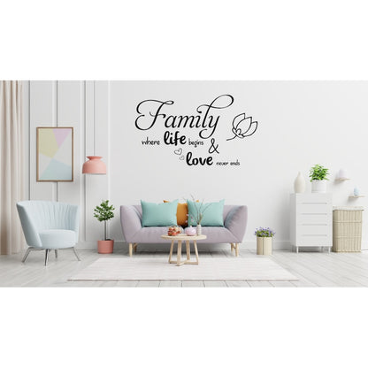 Sticker decorativ pentru perete, Family where life begins