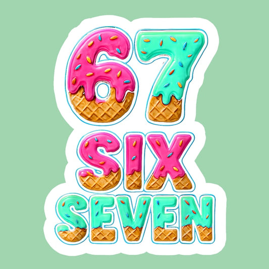 Sticker SIX SEVEN 67 Color Splash Typography