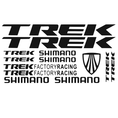 Set 15 stickere decorative pentru cadru bicicleta, tip Trek Shimano