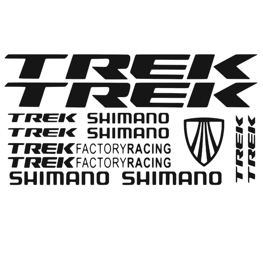 Set 15 stickere decorative pentru cadru bicicleta, tip Trek Shimano