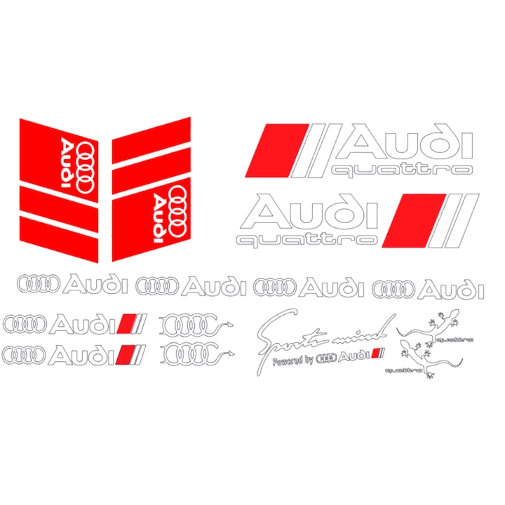 Set 15 stickere Audi Quattro