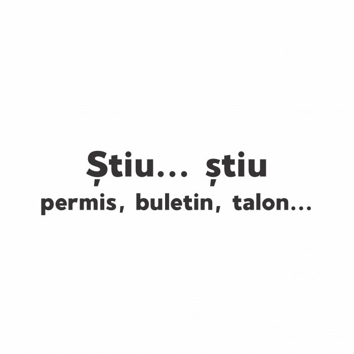 Sticker Stiu, stiu, permis, bulentin, talon